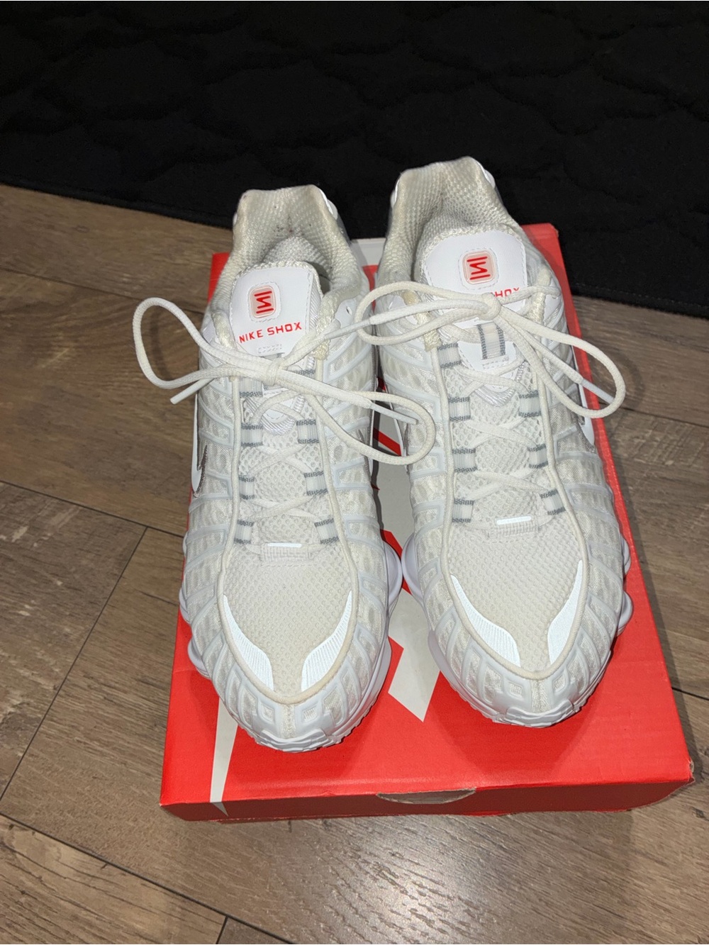 Nike Women’s White Athletic Shox Sneakers with Silver Accents